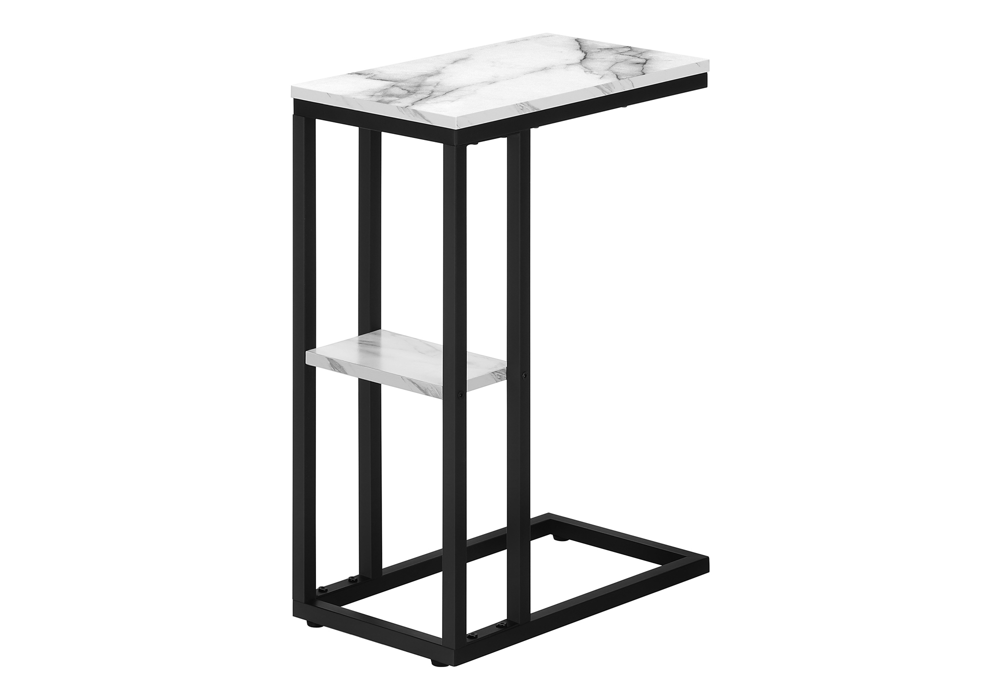 ACCENT TABLE - 25"H / WHITE MARBLE / BLACK METAL
